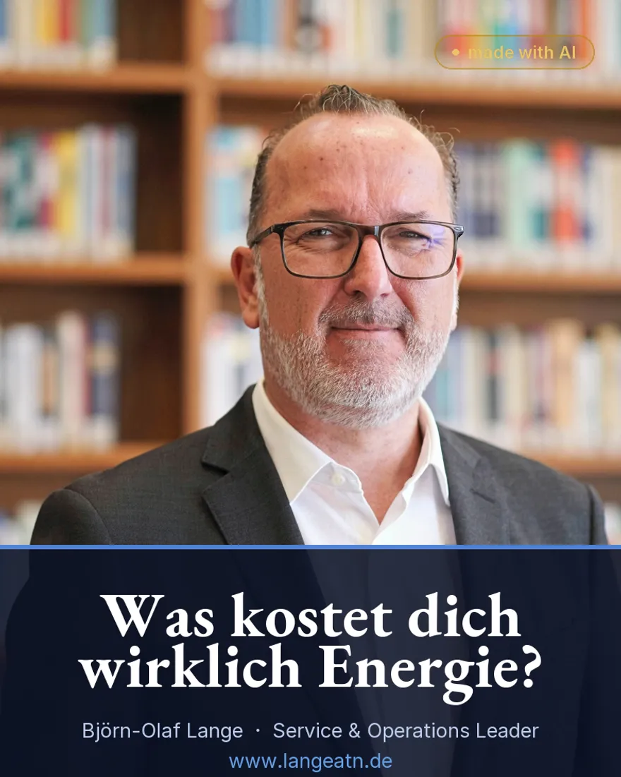Björn-Olaf Lange, Portraitfoto mit Banderole: Mentale Energiefresser.