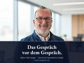 Björn-Olaf Lange im Portrait mit Banderole: Das Gespräch vor dem Gespräch