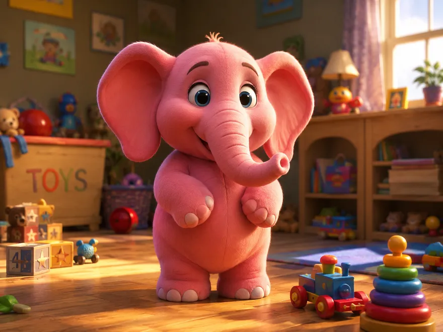 Ein rosa Elefant im Kinderzimmer — KI generiert mit Dall-E / ChatGPT